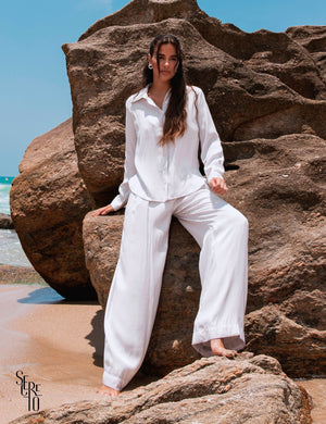 Camisa Botões Acetinada Cici Gelo