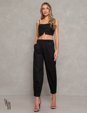 Conjunto Calça e Cropped Gina Preto