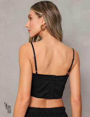 Conjunto Calça e Cropped Gina Preto