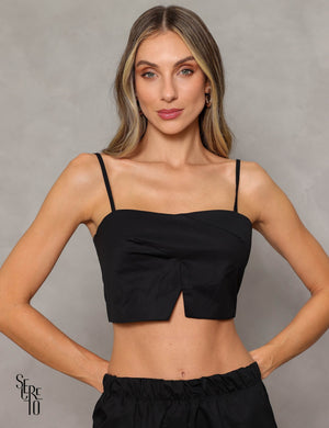 Conjunto Calça e Cropped Gina Preto