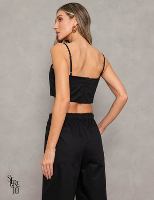 Conjunto Calça e Cropped Gina Preto