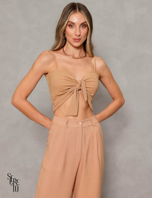 Cropped Allana Alfaiataria Camel