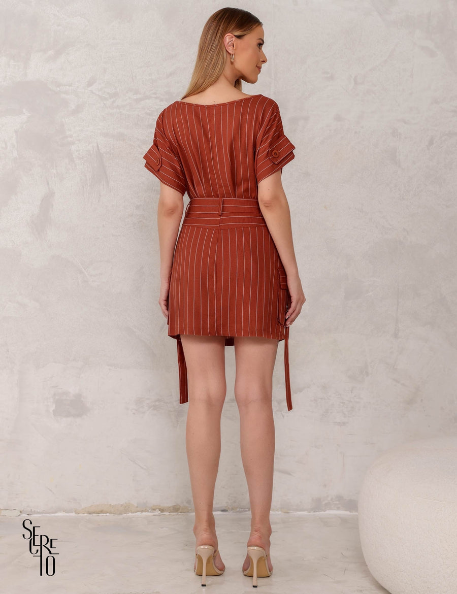 Conjunto Blusa e Saia Cargo Leila Terracota