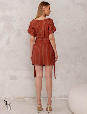 Conjunto Blusa e Saia Cargo Leila Terracota
