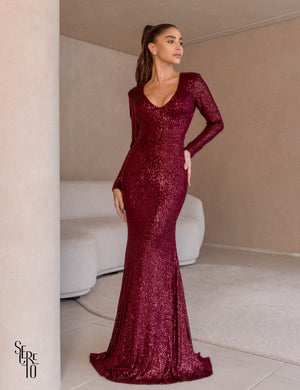 Vestido Longo Paetê Maeve Vinho