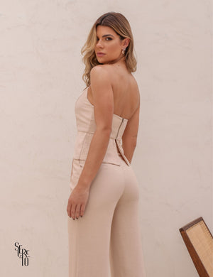 Conjunto Cropped e Calça Andromeda Areia