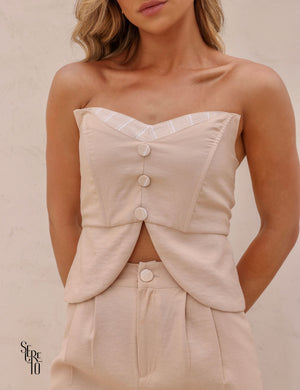 Conjunto Cropped e Calça Andromeda Areia