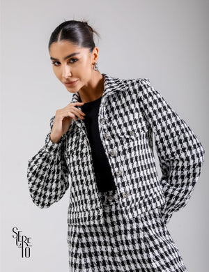 Conjunto Casaco e Calça Tweed Veronica Preto