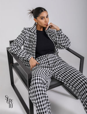 Conjunto Casaco e Calça Tweed Veronica Preto