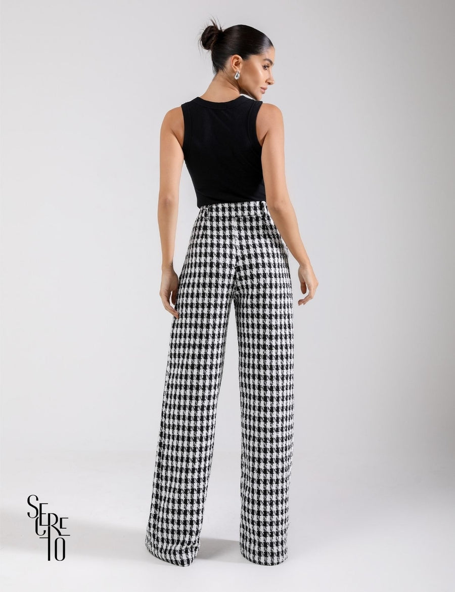 Conjunto Casaco e Calça Tweed Veronica Preto