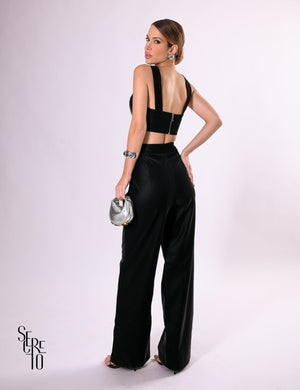 Top Couro Velvet Kim Preto