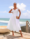 Secreto Vestido Midi Voil com Pregas Duda Off White