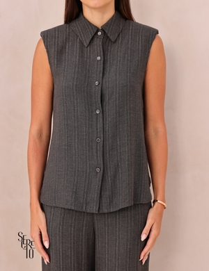 Conjunto Blusa e Calça Risca de Giz Xuan Preto