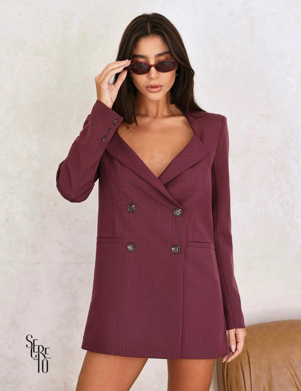 Max Blazer Risca de Giz Olivia Uva