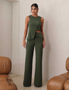 Conjunto Regata e Calça Alfaiataria Aline Verde Militar