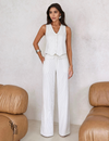 Conjunto Colete e Calça Risca de Giz Clau Off white