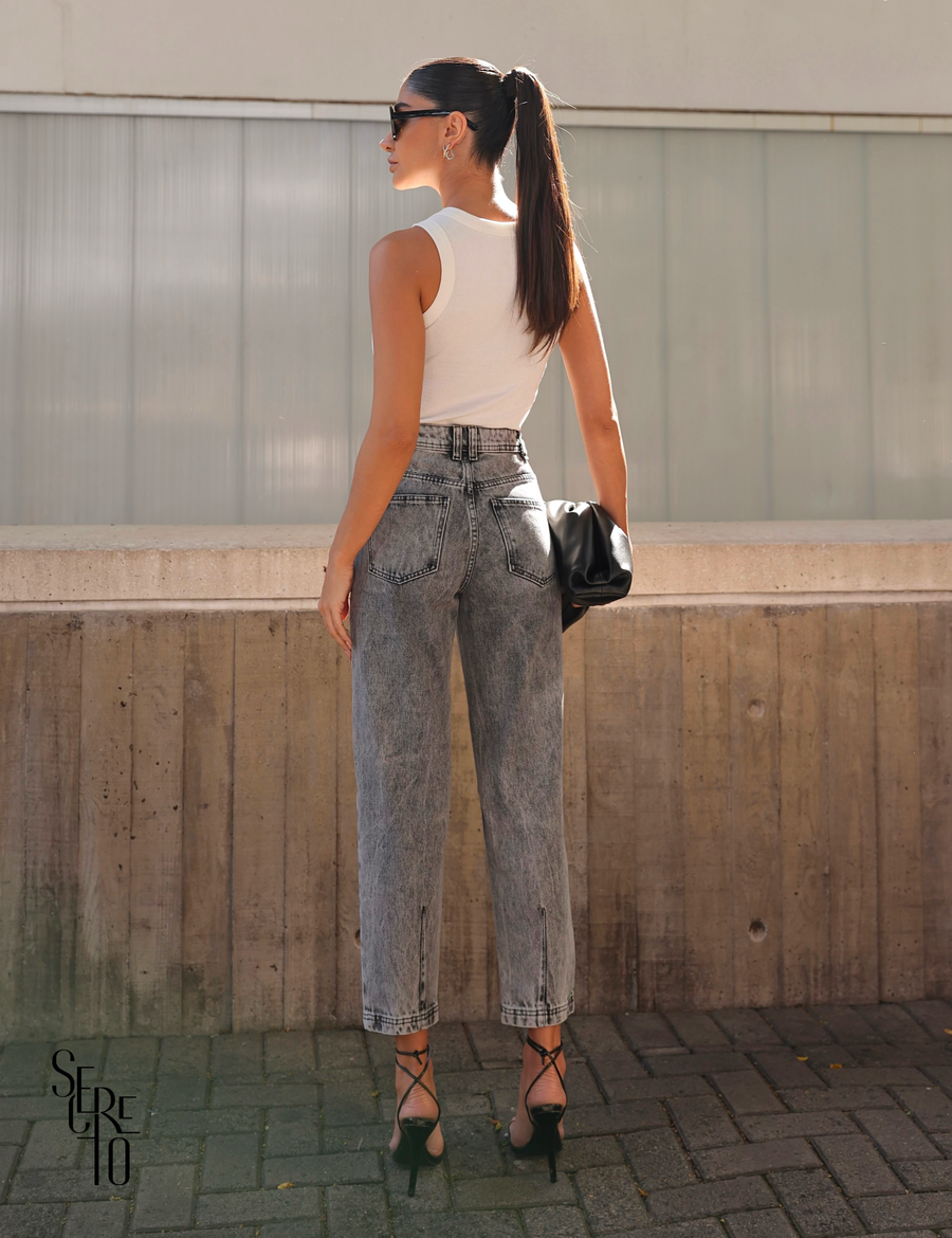 Calça Jeans Estonado Clara Cinza