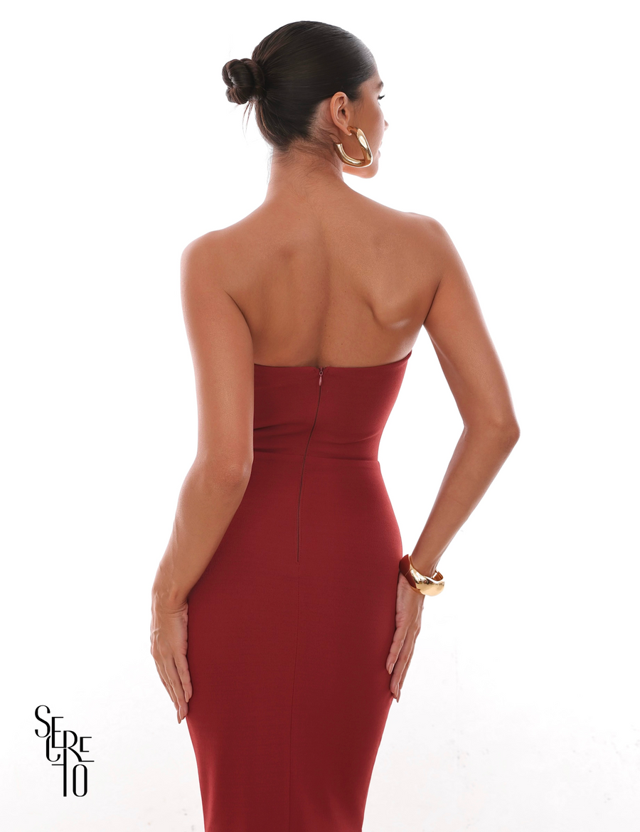 Vestido Midi TQC Clarissa Terracota