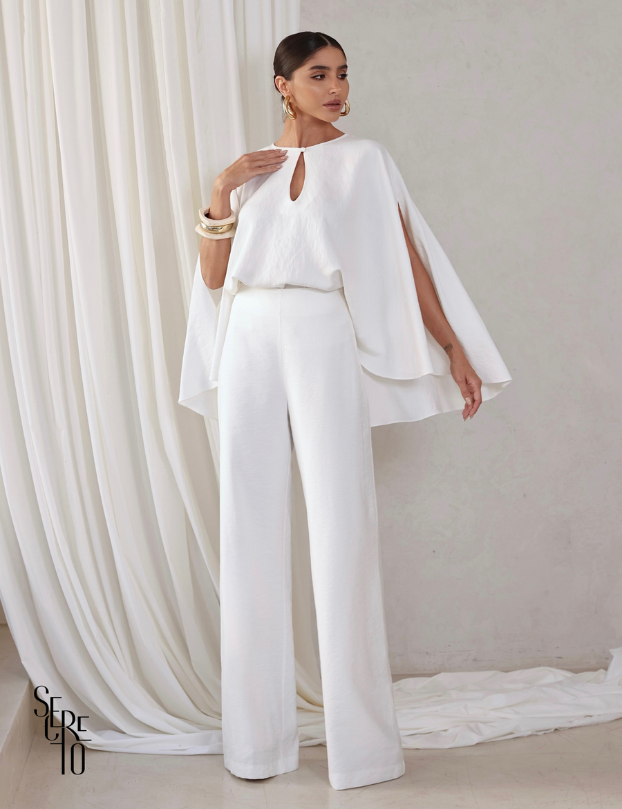 Conjunto Blusa e Pantalona Sabrina Off White