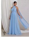 Vestido Longo com Calda Aida Azul Serenity