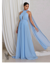 Vestido Longo com Calda Aida Azul Serenity