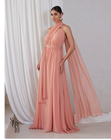 Vestido Longo com Calda Aida Salmão