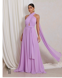 Vestido Longo com Calda Aida Lilás