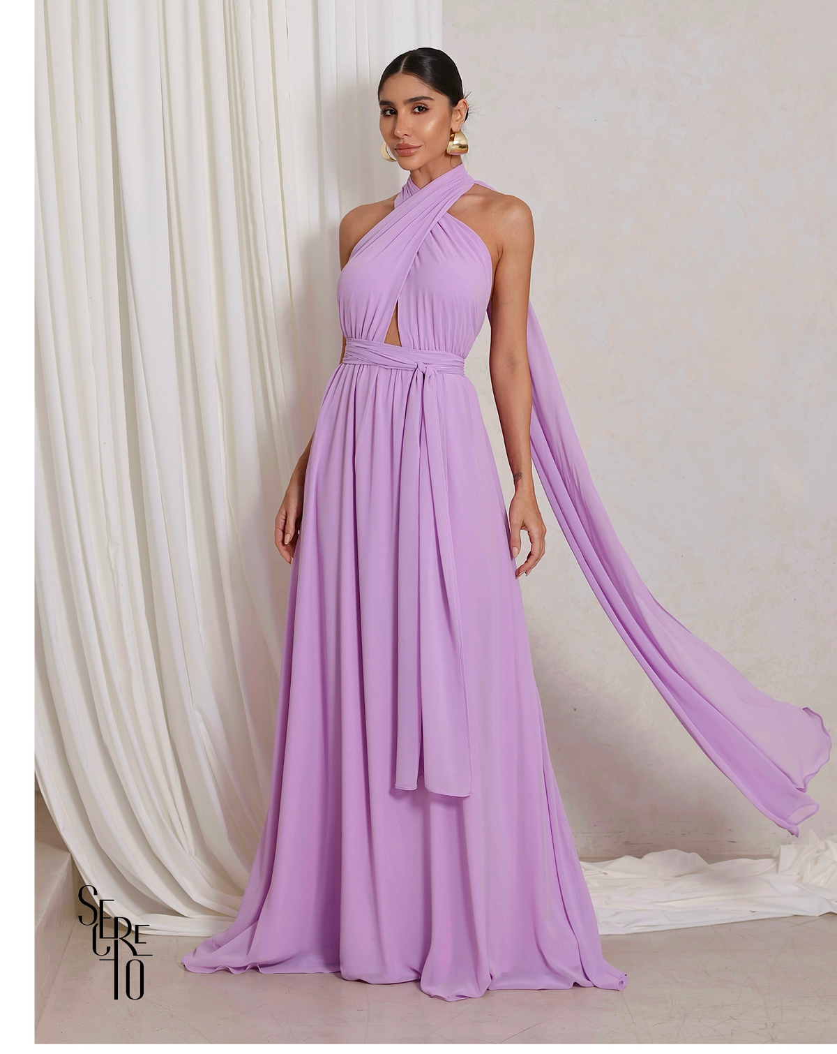 Vestido Longo com Calda Aida Lilás