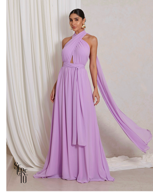 Vestido Longo com Calda Aida Lilás