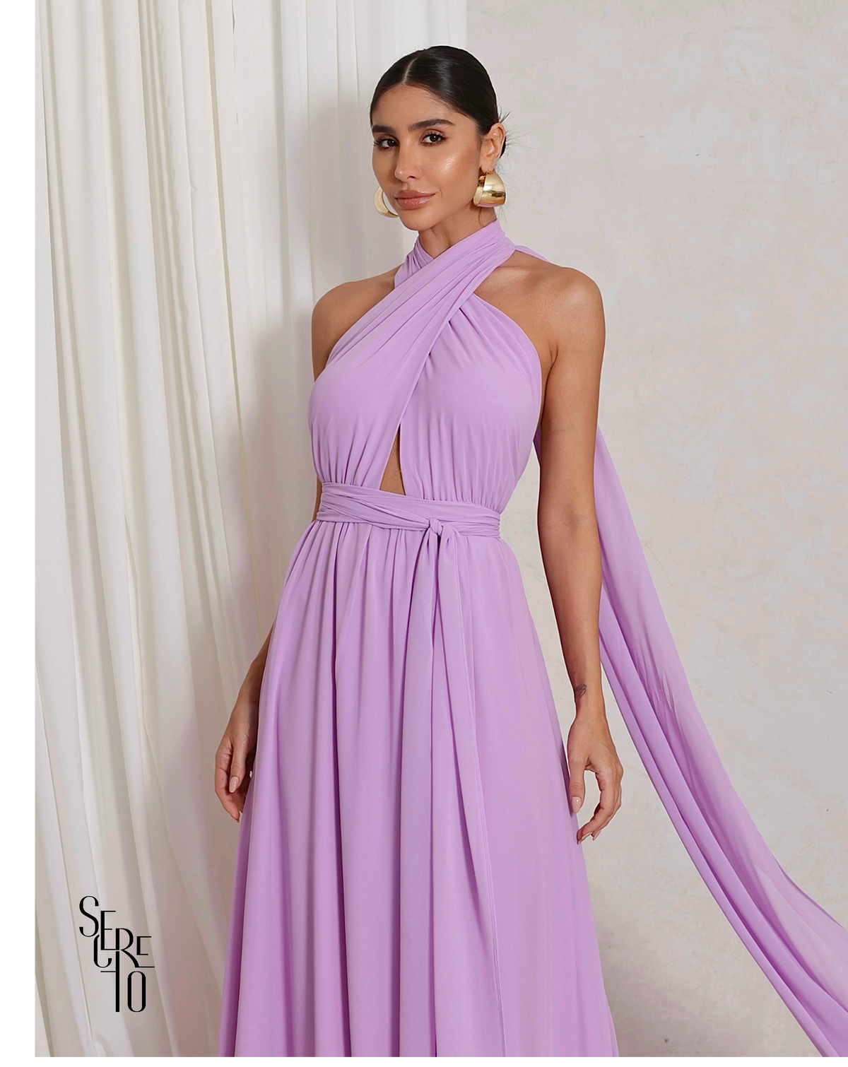 Vestido Longo com Calda Aida Lilás