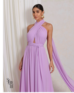 Vestido Longo com Calda Aida Lilás