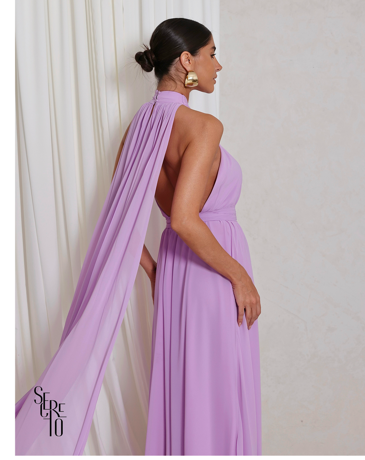 Vestido Longo com Calda Aida Lilás