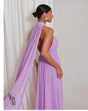Vestido Longo com Calda Aida Lilás