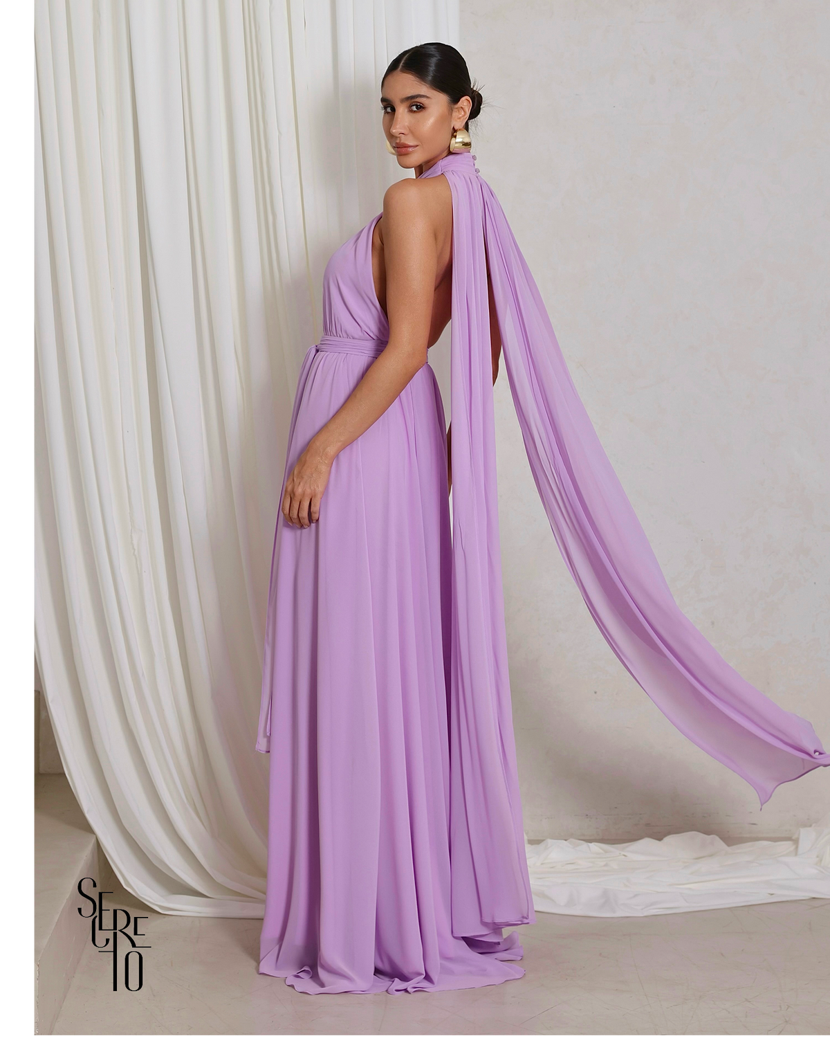 Vestido Longo com Calda Aida Lilás