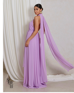 Vestido Longo com Calda Aida Lilás