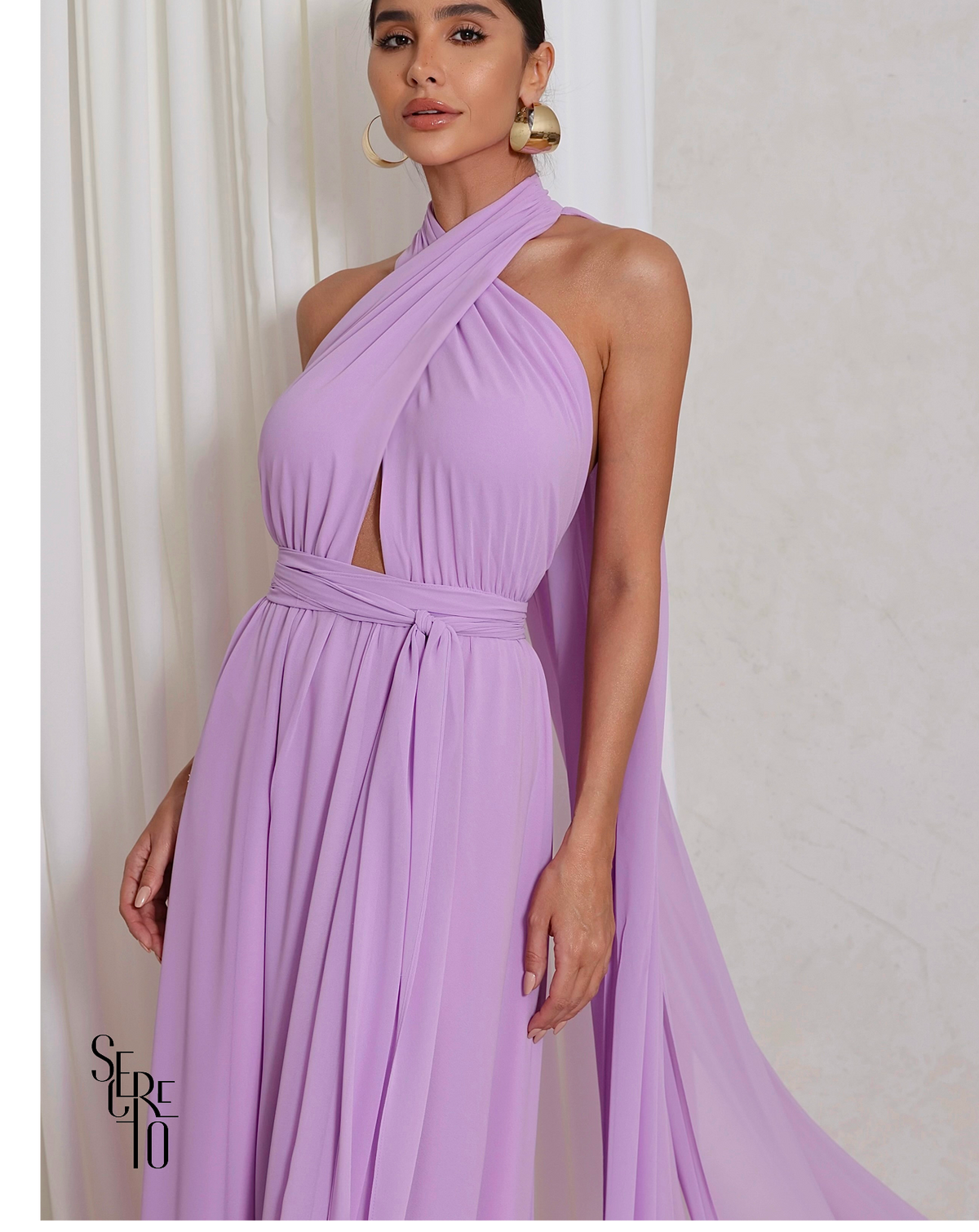 Vestido Longo com Calda Aida Lilás