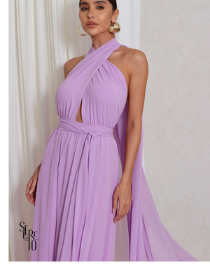 Vestido Longo com Calda Aida Lilás