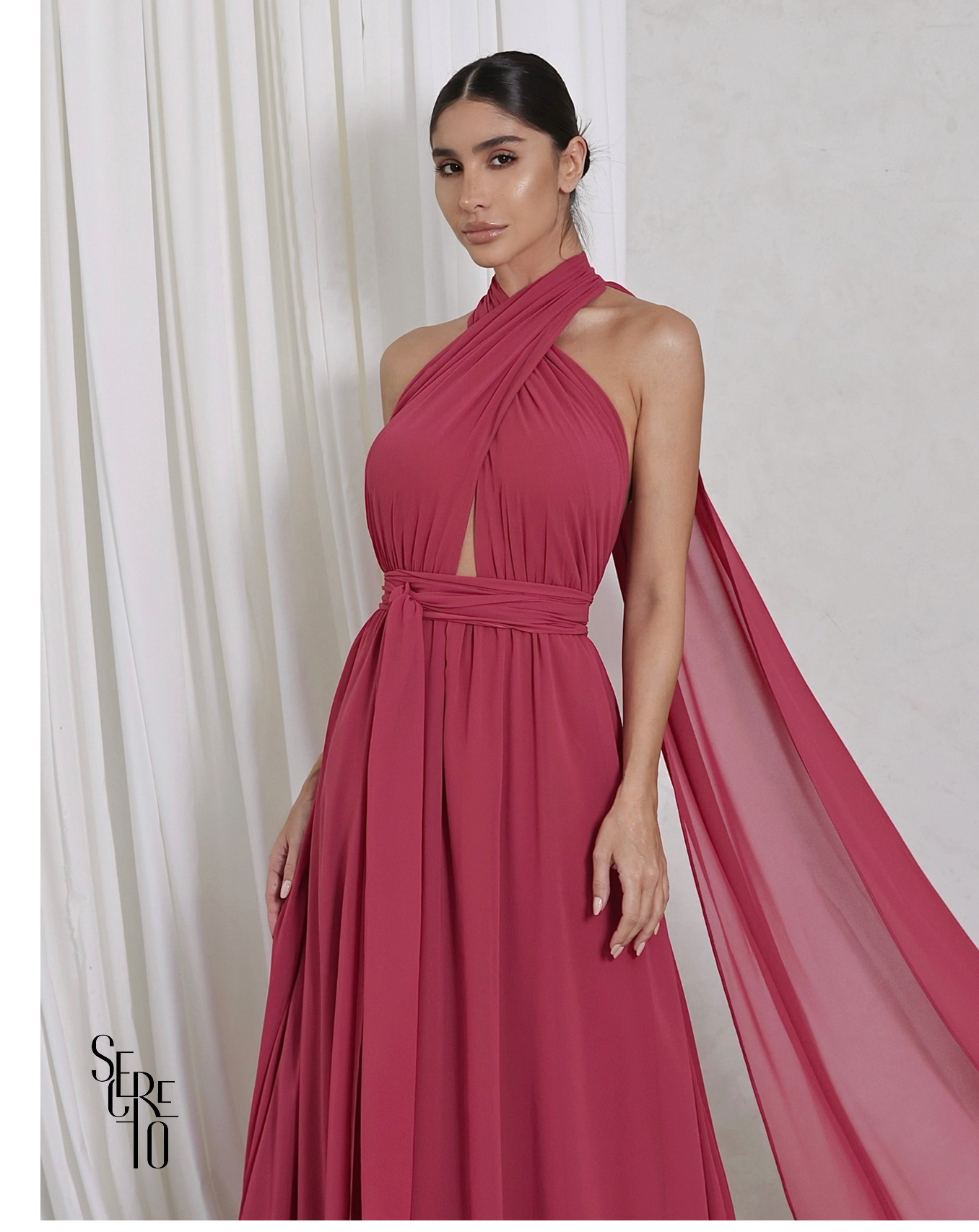 Vestido Longo com Calda Aida Goiaba