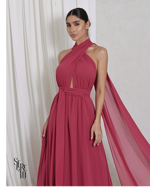 Vestido Longo com Calda Aida Goiaba