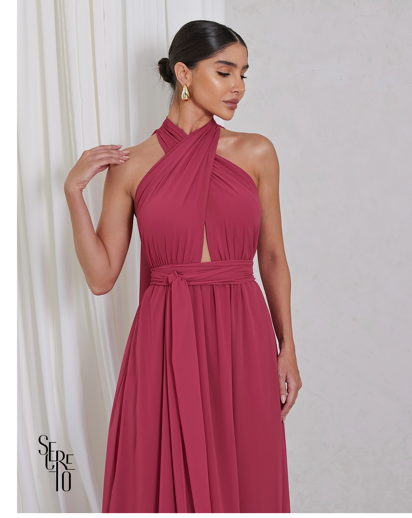 Vestido Longo com Calda Aida Goiaba