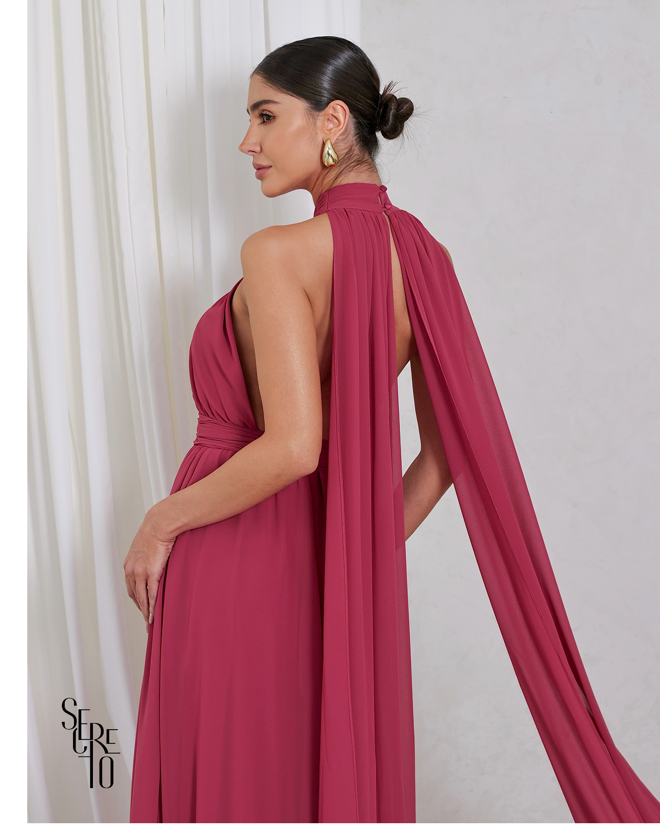 Vestido Longo com Calda Aida Goiaba