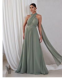 Vestido Longo com Calda Aida Pistache