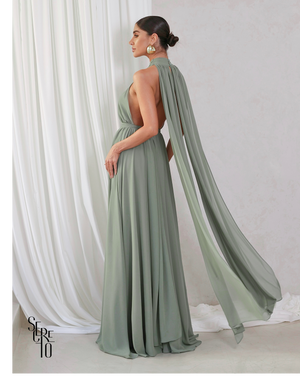Vestido Longo com Calda Aida Pistache