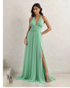 Vestido Longo Com Fivela Thais Verde Menta