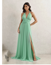 Vestido Longo Com Fivela Thais Verde Menta