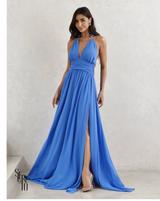 Vestido Longo Com Fivela Thais Azul Ocean