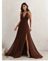 Vestido Longo Com Fivela Thais Marrom