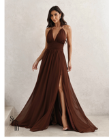 Vestido Longo Com Fivela Thais Marrom