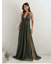 Vestido Longo Com Fivela Thais Verde Musgo