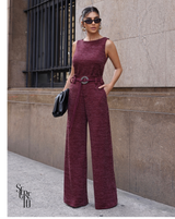 Conjunto Blusa e Calça Tricô Fernanda Vinho